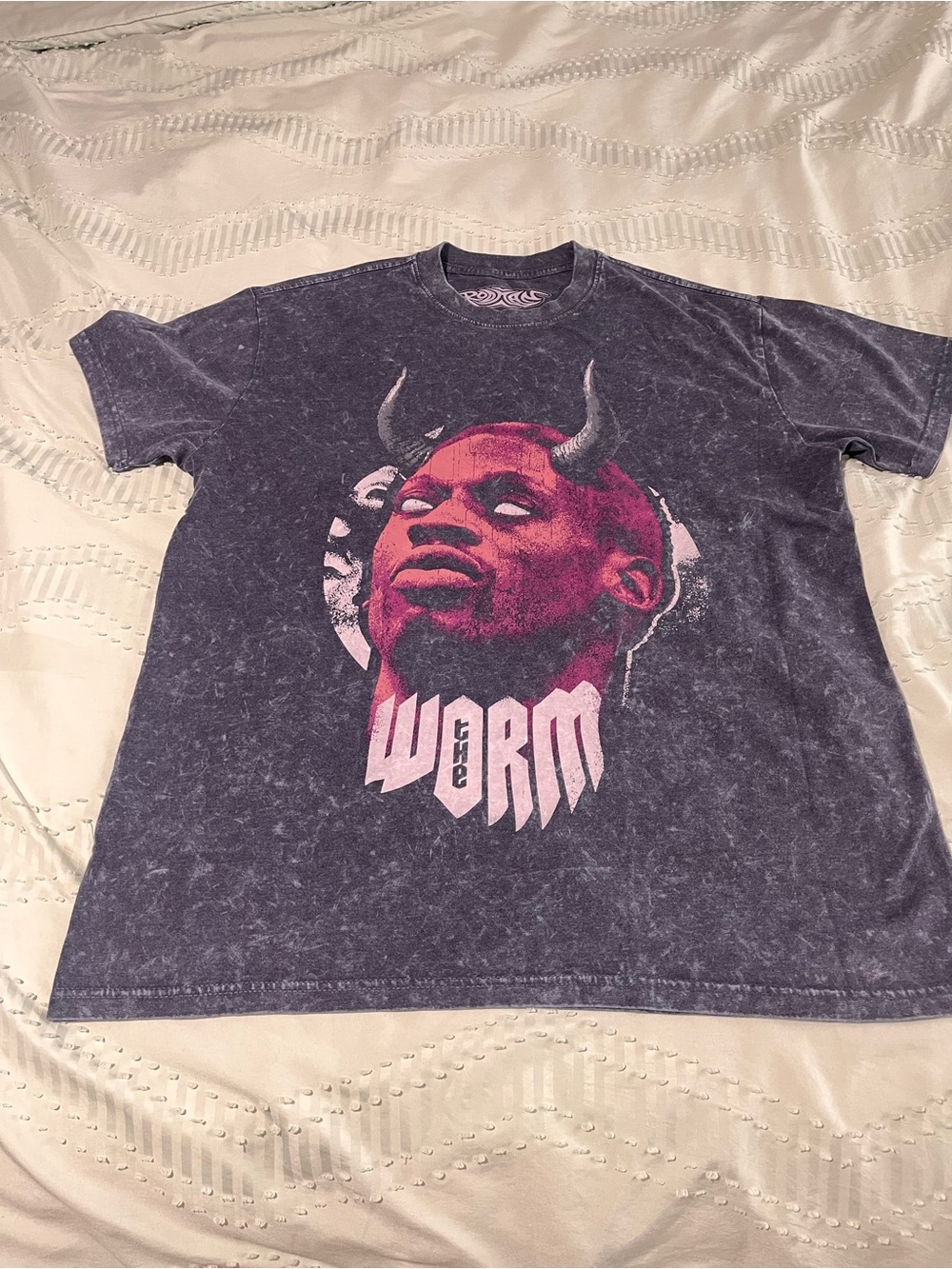 Vintage-Inspired Washed Black Short Sleeve Dennis Rodman “The Worm”